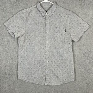Molokai Surf Co Mens L Grey Button Down Shirt S/S Allover Print Pattern